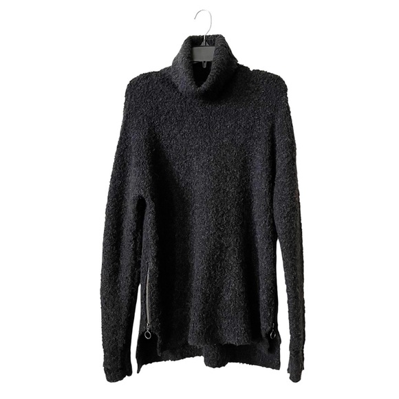Sweaty Betty Pullover Sweater Women's Size S Black Boucle Turtle Neck Zippers - Picture 2 of 6